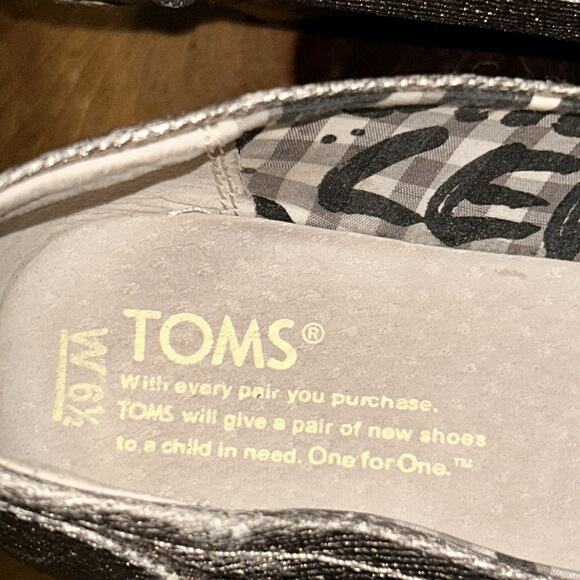 Toms Cork Open Toe Wedge Espadrille Sandals Silver Size 6.5 - Picture 4 of 8